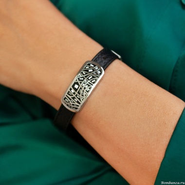 Браслет Fiore Luna, на кожаном черном ремешке, CB00996-6 BW